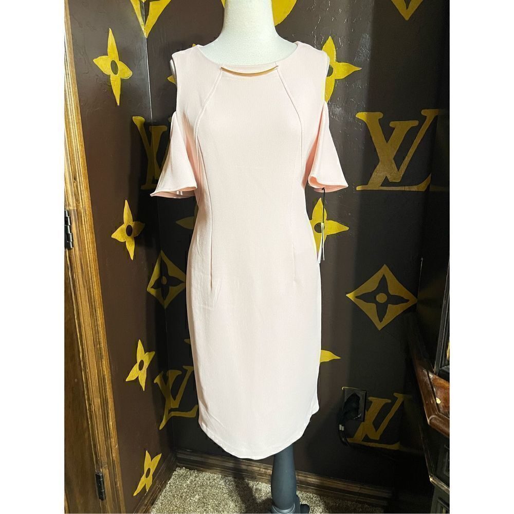 NWT Ivanka Trump Pink Cold Shoulder, Short Sleeve Dress Size 6 - Picture 1 of 4